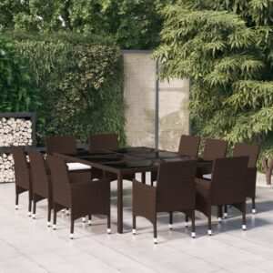 11 részes barna polyrattan kerti étkezőgarnitúra