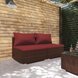 2-részes barna polyrattan kerti ülőgarnitúra párnákkal