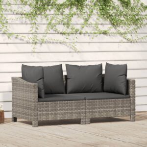 2 részes szürke polyrattan kerti ülőgarnitúra párnákkal