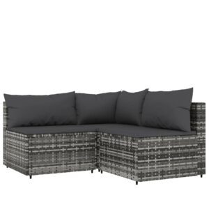 3 részes szürke polyrattan kerti ülőgarnitúra párnákkal