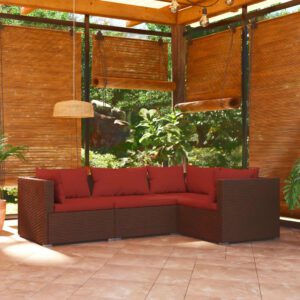 4-részes barna polyrattan kerti ülőgarnitúra párnákkal