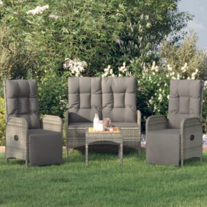 4 részes szürke polyrattan kerti ülőgarnitúra párnákkal