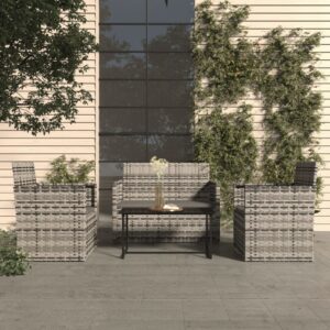 4-részes szürke polyrattan kültéri ülőgarnitúra párnákkal