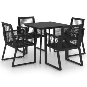 5 részes fekete pvc rattan kültéri étkezőgarnitúra