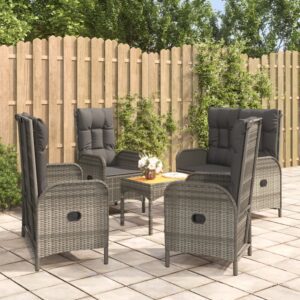 5 részes szürke polyrattan kerti ülőgarnitúra párnákkal