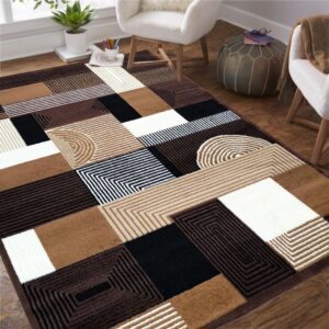 Szőnyeg ALFA geometrikus mintával - barna Szélesség: 40 cm | Hossz: 60 cm