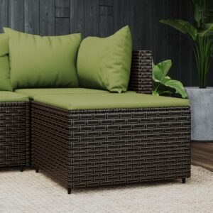 Barna polyrattan kerti lábtartó párnával