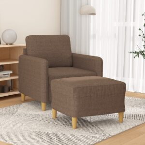 Barna szövet kanapéfotel lábtartóval 60 cm