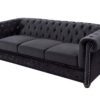 CHESTERFIELD fekete bársony kanapé