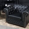 CHESTERFIELD fekete műbőr fotel