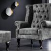 CHESTERFIELD szürke bársony fotel
