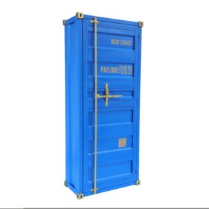 CONTAINER GLOBETROTTER kék bárszekrény mangófa fiókokkal 180cm
