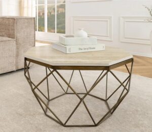 DIAMOND réz és bézs travertin dohányzóasztal