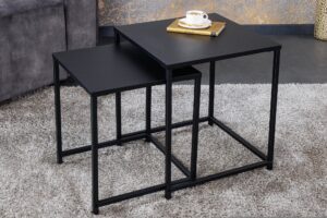 DURA STEEL 2 részes fekete acél dohányzóasztal 40cm