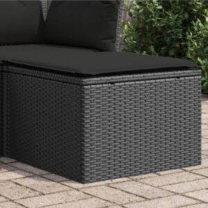 Fekete polyrattan kerti szék párnával 55 x 55 x 37 cm