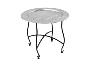 MARRAKESH ezüst dizájn acél lerakóasztal levehető tálcával 60cm