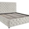 PARIS CHESTERFIELD bézs bársony ágy 160x200 cm