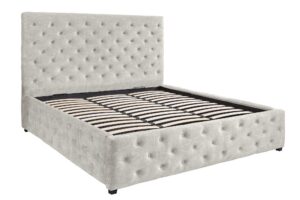 PARIS CHESTERFIELD bézs bársony ágy 160x200 cm