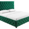 PARIS CHESTERFIELD sötétzöld bársony ágy 180x200cm