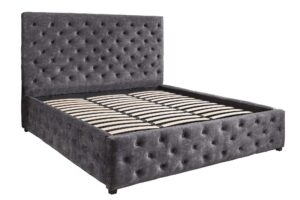 PARIS CHESTERFIELD szürke bársony ágy 160x200 cm