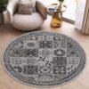 Szürke kerek szőnyeg MELISSA portói csempe mintával Szélesség: 100 cm | Hossz: 100 cm