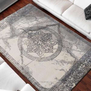 Szürke mandala mintás szőnyeg Szélesség: 120 cm | Hossz: 170 cm