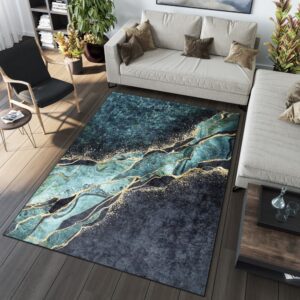 TOSCANA Modern fekete és zöld szőnyeg absztrakt mintával Szélesség: 160 cm | Hossz: 230 cm