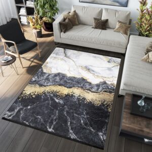 TOSCANA Modern fekete szőnyeg absztrakt mintával  Szélesség: 120 cm | Hossz: 170 cm
