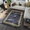 TOSCANA Modern fekete szőnyeg arany geometrikus mintával Szélesség: 160 cm | Hossz: 230 cm