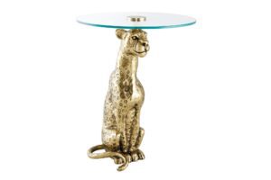WILDLIFE antik-arany párduc lerakóasztal 60cm