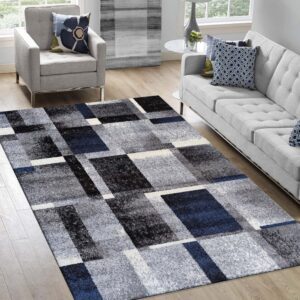 Kék-szürke színkombinációjú geometrikus mintás szőnyeg Szélesség: 80 cm | Hossz: 150 cm