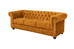CHESTERFIELD sárga bársony kanapé