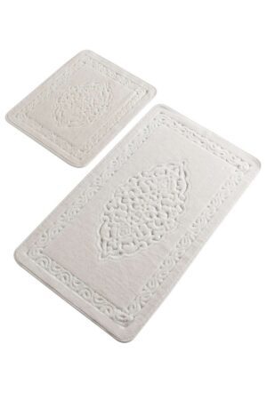 Elegáns Ecru Pamut Fürdőszobaszőnyeg Szett - 2 db (50x60cm + 60x100cm)