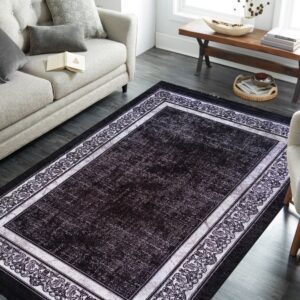 Elegáns fekete szőnyeg díszes szegéllyel Szélesség: 80 cm | Hossz: 150 cm