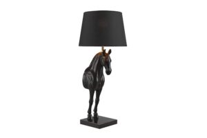 HORSE fekete-arany asztali lámpa szobor