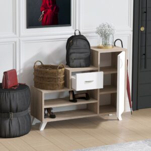 Hanah Home Shoe Cabinet Atlantic Pine White Retro - Sonoma