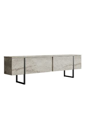 Hanah Home TV Stand Travertine Black Luxe - Travertine