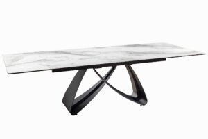 INFINITY fehér edzett üveg étkezőasztal 180-220-260cm