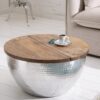 ORIENT STORAGE mangófa és ezüst dohányzóasztal 60cm