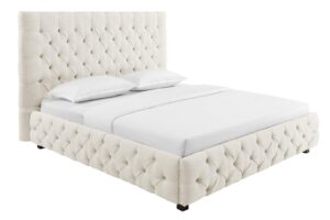 PARIS CHESTERFIELD bézs lenvászon ágy 180x200cm