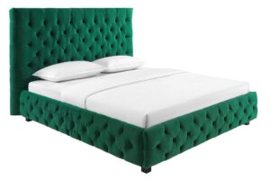 PARIS CHESTERFIELD sötétzöld bársony ágy 180x200cm