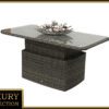 Rattan asztal kihúzható étkező / tároló 150 x 80 cm BORNEO LUXURY (szürke)