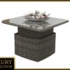 Rattan asztali kihúzható étkező / tároló 100 x 100 cm BORNEO LUXURY (szürke)