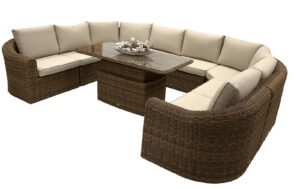 Rattan moduláris étkezőgarnitúra BORNEO LUXURY 9 személyes (barna)