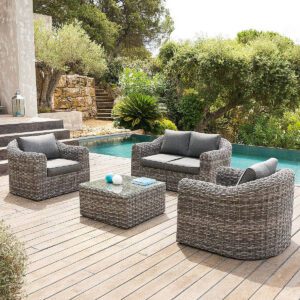 Rattan moduláris készlet BORNEO LUXURY 4 fő részére (szürke)