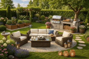 Rattan moduláris készlet BORNEO LUXURY 5 személyes (barna)