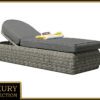 Rattan nyugágy állítható párnázat 198 x 68 cm BORNEO LUXURY (szürke)