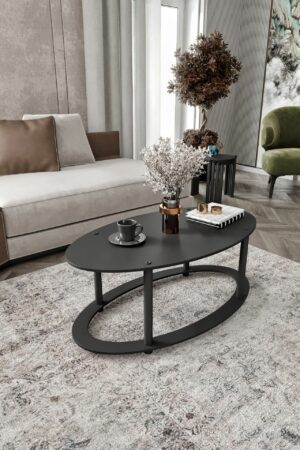 Hanah Home Coffee Table Black Hole Ellipse - Black