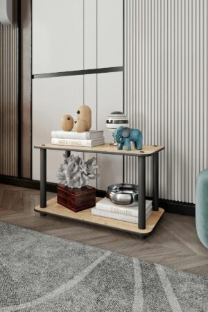 Hanah Home Coffee Table Oak Bookcase 2-Tiers Rect - Oak