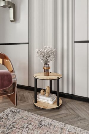 Hanah Home Dohányzóasztal Tölgyfa Könyvespolc
